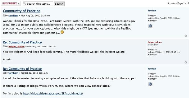 Screen shot of example of discussion forum comments.