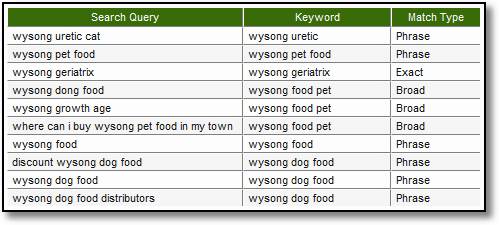 paid search user query by match type analysis