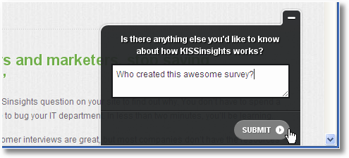 kissinsights survey invitation