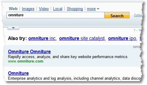 omniture on yahoo 1