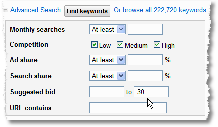 identifying low cost long tail search keywords