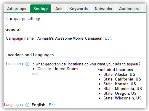 mobileads settings general