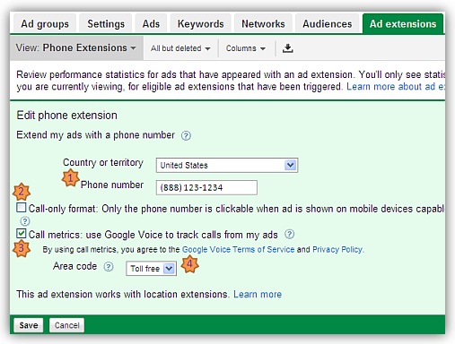 settingup click to call ads