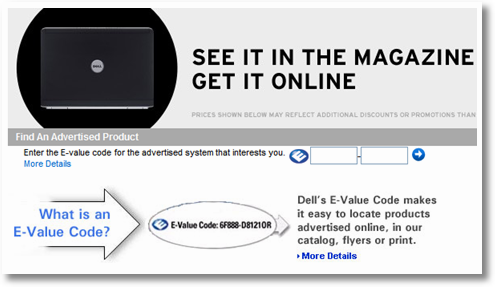 dell e value code entry page