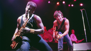 Clarence Clemons and Bruce Springsteen during a Dec. 12, 1984, concert in Lexington, Ky.