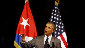 U.S. President Barack Obama makes a speech to the Cuban people in the Gran Teatro de la Habana Alicia Alonso in Havana, March 22, 2016. REUTERS/Stringer        EDITORIAL USE ONLY. NO RESALES. NO ARCHIVE - RTSBQPQ