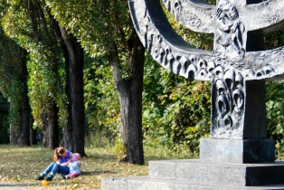 A giant menorah marks the spot where Nazis murdered about 50,000 Jews and 100,000 others at the Babi Yar ravine during World War II. Nolan Peterson/The Daily Signal)