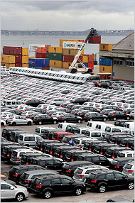 Cars at the port in Rio de Janeiro. Last year, Brazil's economy grew 7.5 percent, attracting the interest of hedge funds.