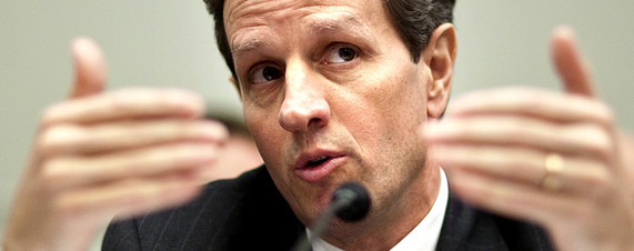 [Treasury Secretary Timothy Geithner testifies at a House Financial Services Committee hearing on Thursday.]