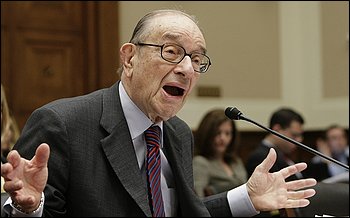 Former Fed chairman Alan Greenspan testifies before the Financial Crisis Inquiry Commission.