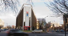 The NPR headquaters is shown in Washington, D.C. 