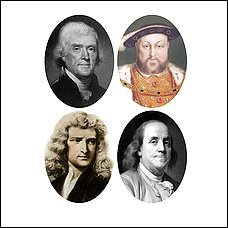 Famous gout sufferers include, clockwise from top left, Thomas Jefferson, Henry VIII, Ben Franklin and Isaac Newton.