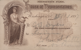 The lucky bearer of this pass could spend a Saturday watching the House in session in 1897.