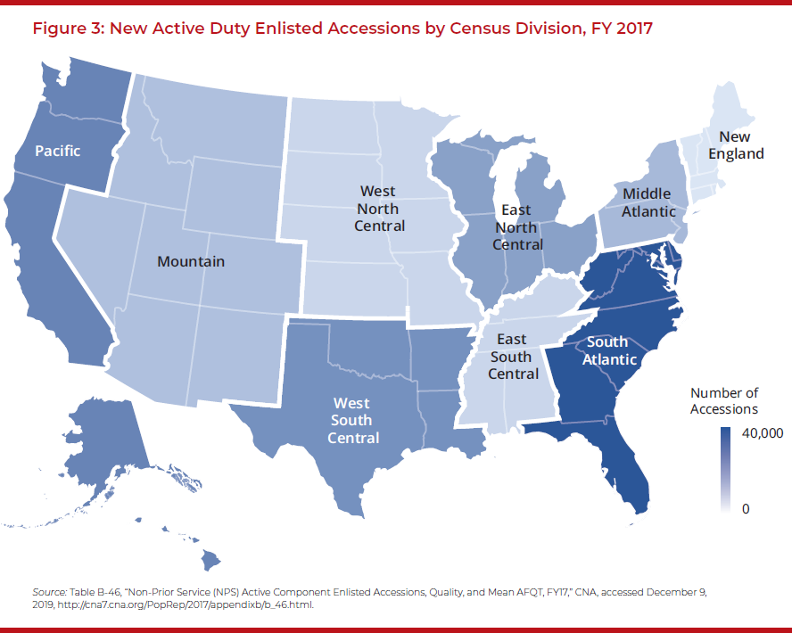 Figure 3: New Active Duty Enlisted Accessions by Census Division, FY 2017