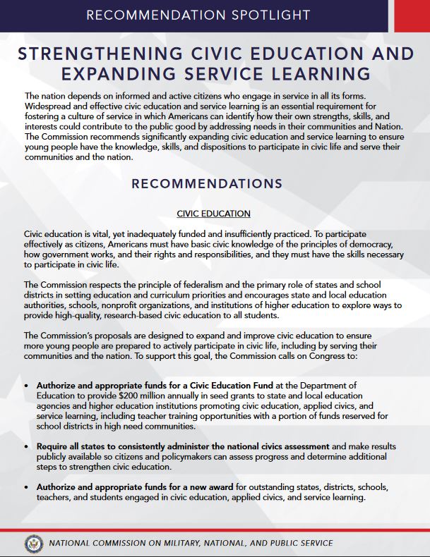 Civics and Service Learning Fact Sheet