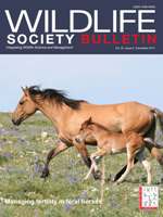 December 2011 Wildlife Society Bulletin cover with photo of wild horse mare and foal 