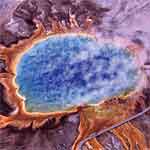 Aerial view of very colorful Grand Prismatic Spring.