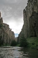 view from the river in a canyon along the Bruneau River