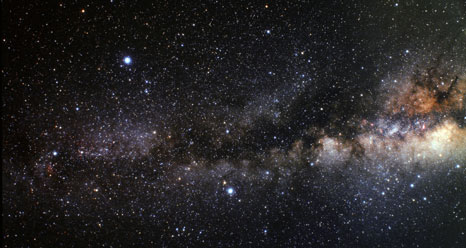 Thick dust clouds block our night-time view of the Milky Way, creating what is sometimes called the Dark Rift.