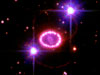 This image of Supernova 1987A was taken by Hubble and shows a string of 'cosmic pearls' surrounds the exploding star.