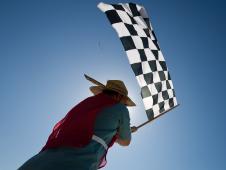 Checkered flag waves at Green Flight Challenge. Credit: NASA/Bill Ingalls