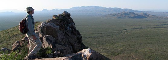 Hiker on Lone Mountain