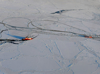 The Russian tanker Renda is slogging through ice behind the Healy, a Coast Guard icebreaker, trying to bring 1.3 million gallons of emergency fuel to Alaska.