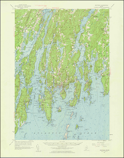 Thumbnail image of the 1957 Boothbay, Maine 15-minute quadrangle - Historical Topographic Map