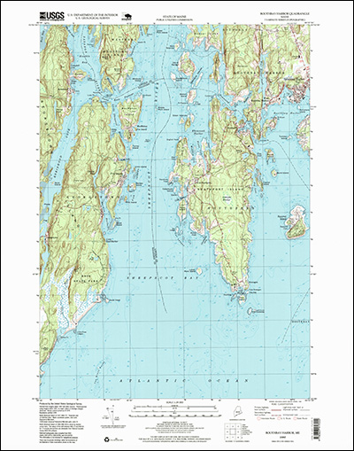 Thumbnail image of the 1997 Boothbay Harbor, Maine 7.5-minute quadrangle - Historical Topographic Map