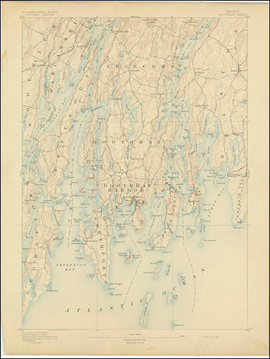 Thumbnail image of the 1893 Boothbay, Maine 15-minute quadrangle - Historical Topographic Map