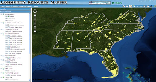 Community Resource Mapper application screen capture. [Copyright: Southeast Watershed Forum]