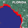 Red marks area of potential flooding in Florida. Credit: NPR
