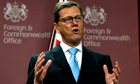 German foreign minister Guido Westerwelle at press conference