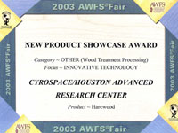 Top prize for Innovative Technology in the Wood Treatment Processing at the 2003 AWFS