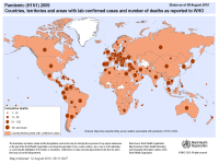 World : Pandemic (H1N1) 2009 affected countries and deaths, status as of 08-August-2010 