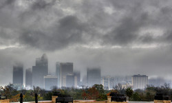 Houston Flood Day Skyline