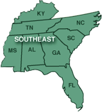 Southeast U.S. map