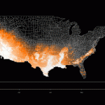 Color in southern US in winter, color in Rocky Mountains during spring and summer, burst of color throughout country in fall