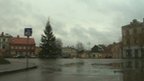 Rain-swept road in Latvia