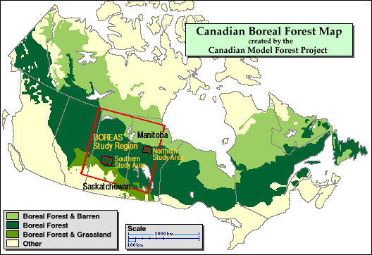 map of BOREAS project area