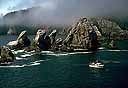 Large rocky outcrops in water