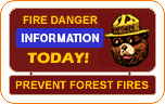 Smokey Bear and the fire danger status for today