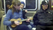 Strangers make music on NYC subway