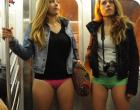 
Two female participans in Sunday's 11th Annual No Pants Subway Ride sponsored by the group Improv Everywhere.