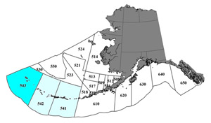 January 2011 fisheries closure map for Atka mackerel and Pacific cod.