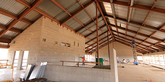 interior shot of construction in progress at UH West Oahu
