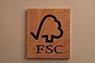 FSC logo On timber from a certified forest, United Kingdom.