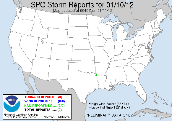 Today's severe weather reports