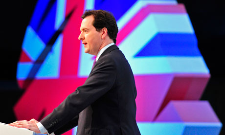 Britain's Chancellor George Osborne speaks at the Conservative spring forum in Cardiff