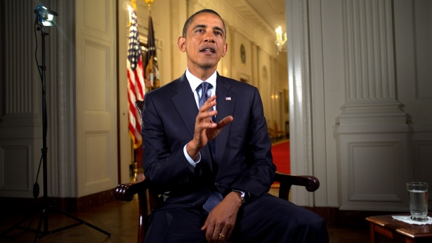 President Barack Obama tapes the Weekly Address